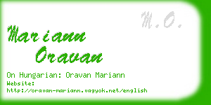 mariann oravan business card